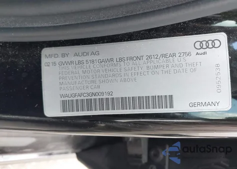 2016 Audi A6 2.0T Premium Plus z USA, uszkodzony, nr VIN WAUGFAFC3GN009192